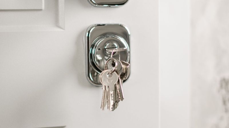 House key in a door handle